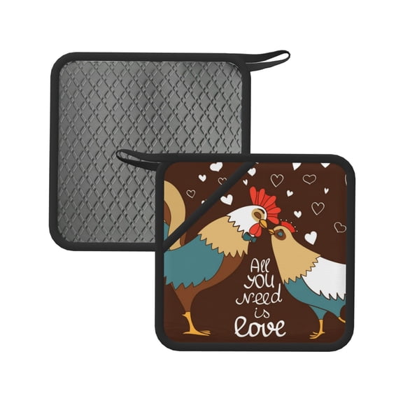 Xecao Rooster And Chicken for Silicone Trivet Mats - Heat Resistant Pot Holders, Multipurpose Non-Slip Hot Pads