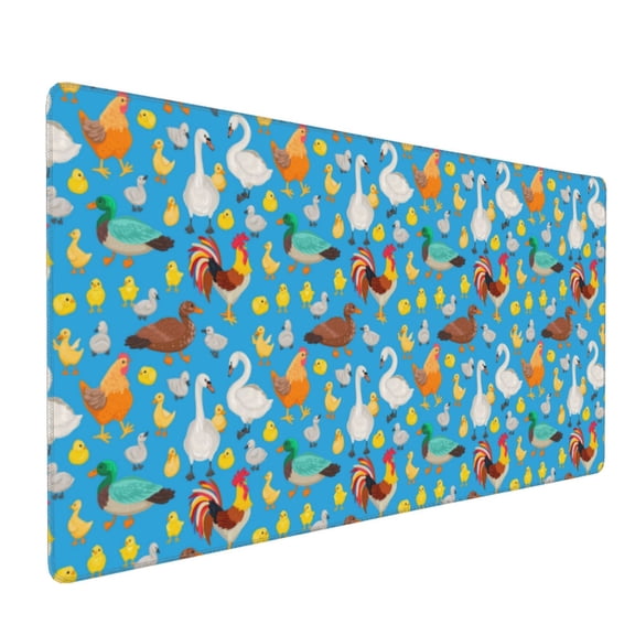 Xecao Rooster And Chickens Print Large Mouse Pad, 16x35.5in Mousepad, Professional Non-Slip Rubber Base Big Mouse Pad, Mouse Pad for Gaming & Office Full Desk Mouse Pad
