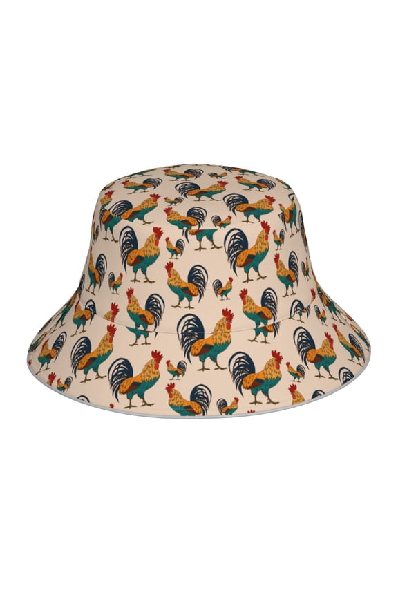 Rooster Print Men and Women Night Reflective Hat Runner Cap Visor Bucket Hat Boonie Cap