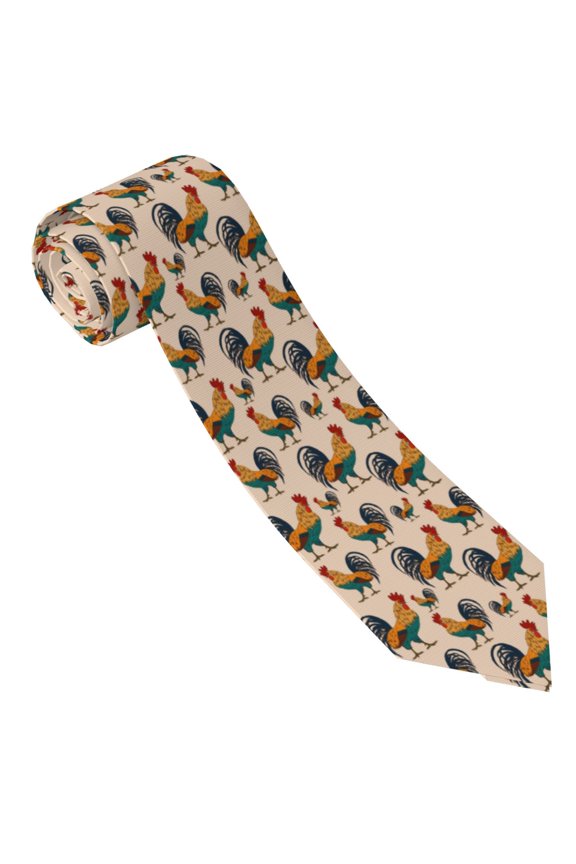 Rooster Print Tie For Men Necktie Woven Jacquard Neck Ties,Classic Men's Tie