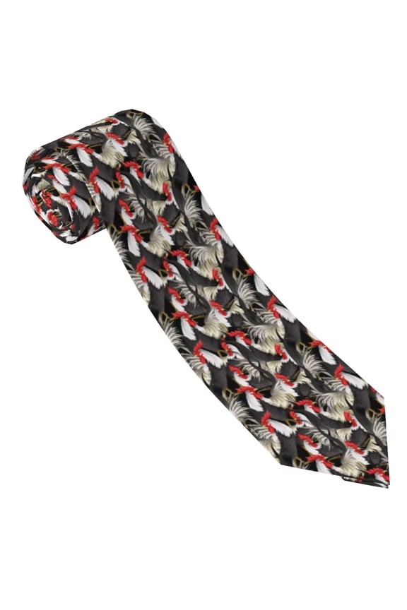 Roosters 2 Print Tie For Men Necktie Woven Jacquard Neck Ties,Classic Men's Tie