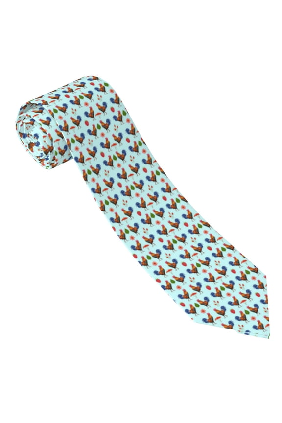 Roosters And Plants Print Tie For Men Necktie Woven Jacquard Neck Ties,Classic Men's Tie
