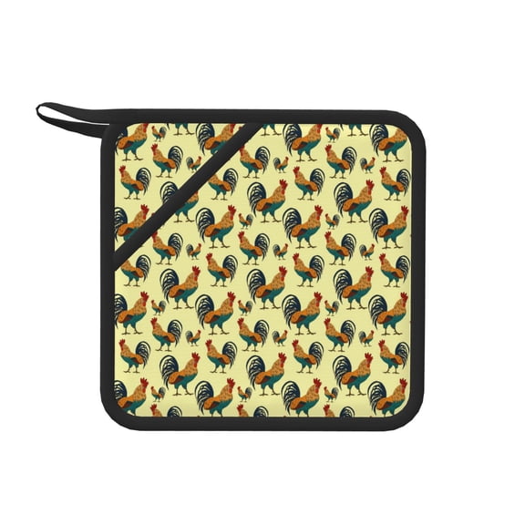 Xecao Roosters In Farm for Silicone Trivet Mats - Heat Resistant Pot Holders, Multipurpose Non-Slip Hot Pads
