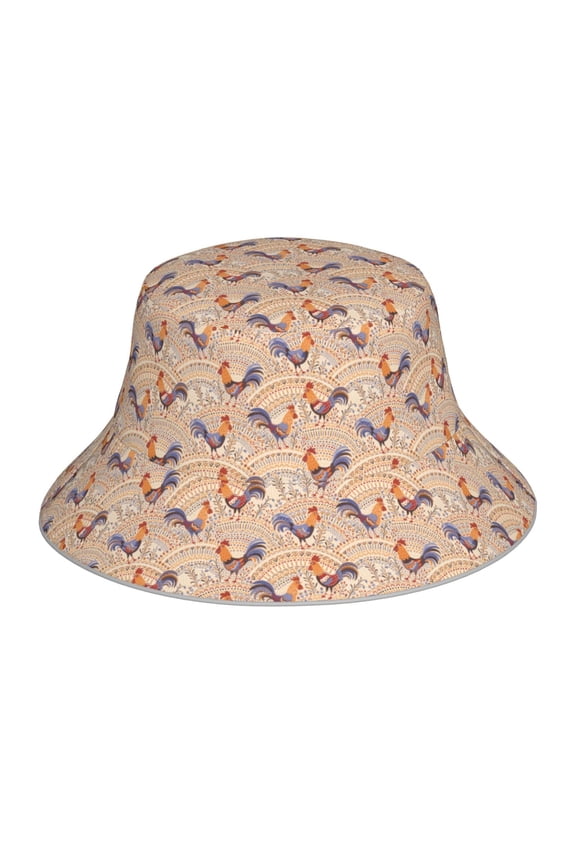 Roosters In Floral Print Men and Women Night Reflective Hat Runner Cap Visor Bucket Hat Boonie Cap