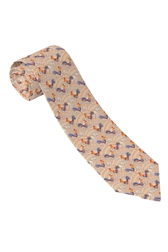 Roosters In Floral Print Tie For Men Necktie Woven Jacquard Neck Ties,Classic Men's Tie