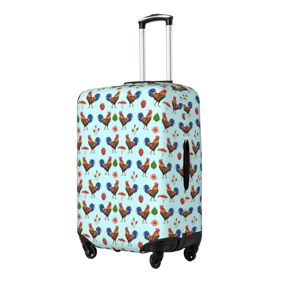 Xecao Roosters And Plants Print Elastic Luggage Cover, Double-sided Print , Perfect for Travel, Business, and Daily Use (Suitcase Not Included)-X-Large
