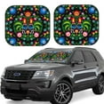 thumbnail image 1 of Xecao Roosters and Flowers for Foldable Car Sun Shades (2-Pack) offer sun protection with an easy-fold design for convenient windshield shading., 1 of 7