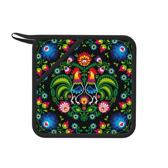 Xecao Roosters and Flowers for Silicone Trivet Mats - Heat Resistant Pot Holders, Multipurpose Non-Slip Hot Pads