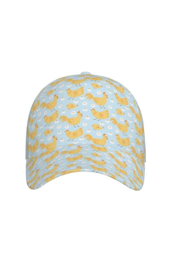 Roosters for Baseball Cap: Unisex, crafted from classic polyester twill fabric, featuring a soft unconstructed design