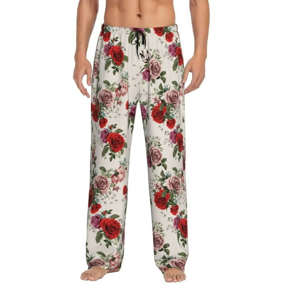 Xecao Rose Flowers Men's Straight Lounge Pajama Pants: The Ultimate in Comfortable Sleepwear