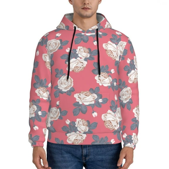 Xecao Rose Flowers Pattern Men's Adult Pullover Hoodie,Hooded Sweatshirt-X-Large