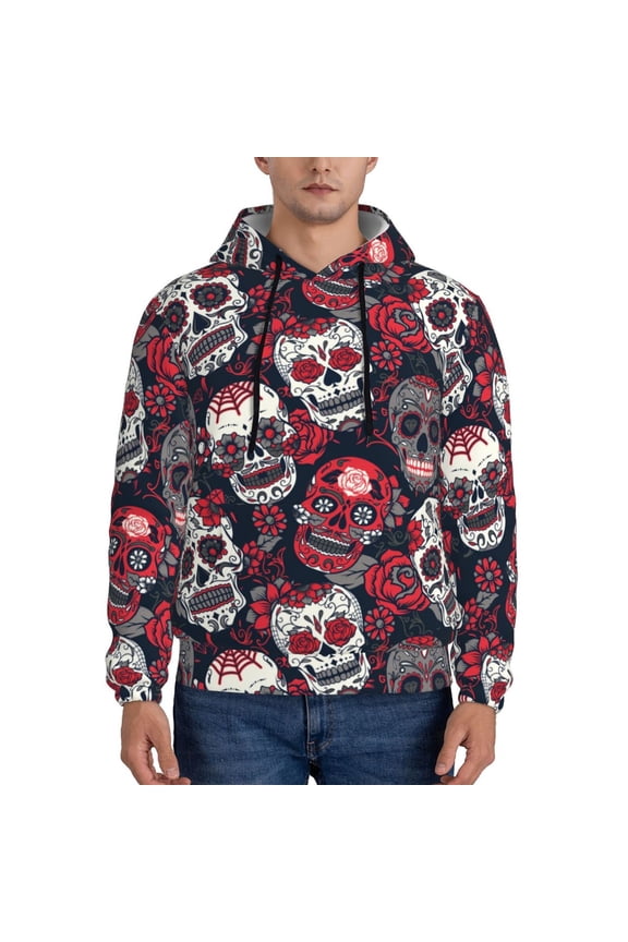 Rose Flowers Pattern Men's Adult Pullover Hoodie,Hooded Sweatshirt-XX-Large