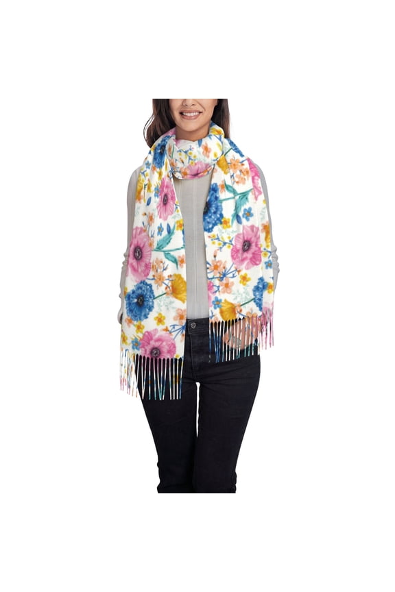 Rose Flowers Pattern Womens Winter Scarf Fall Scarf Oversized Large Scarf for Women Warm Shawl Wrap