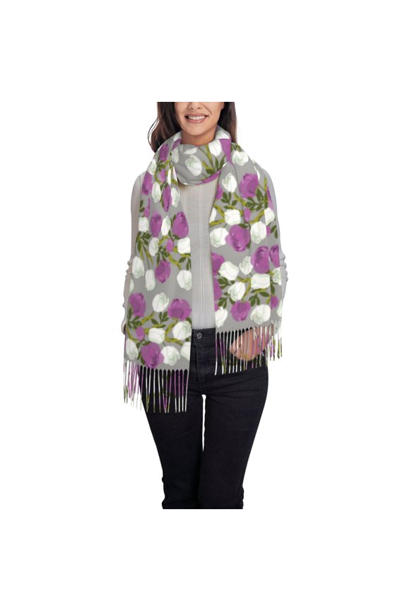 Rose Flowers Pattern Womens Winter Scarf Fall Scarf Oversized Large Scarf for Women Warm Shawl Wrap