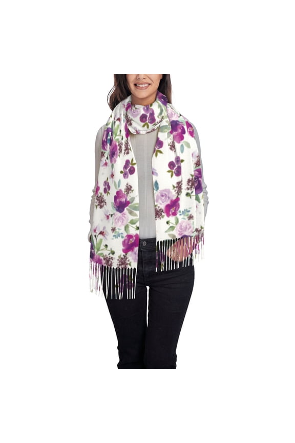 Rose Flowers Pattern Womens Winter Scarf Fall Scarf Oversized Large Scarf for Women Warm Shawl Wrap