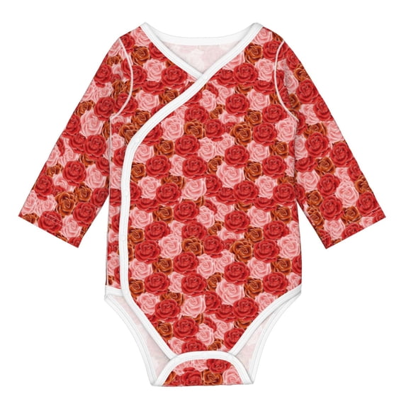 Xecao Rose Flowers Print Baby unisex-baby Cotton Long-sleeve Bodysuits-6 Months
