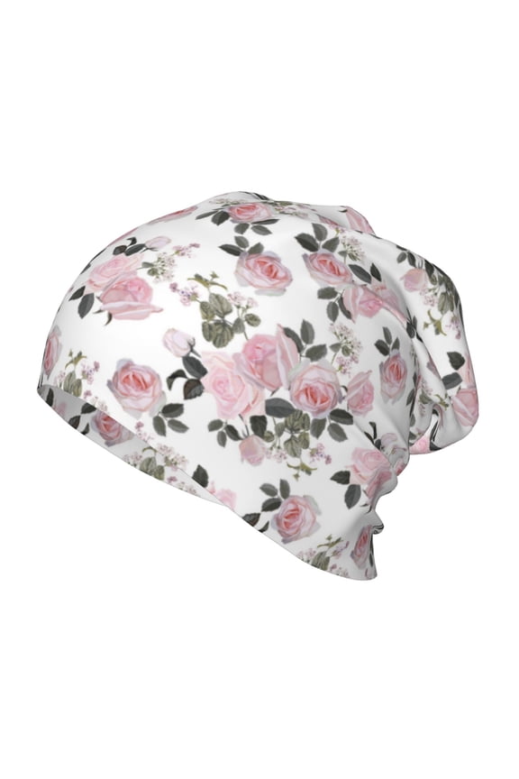 Rose Flowers Print Beanie Hat Toddler Girls Boys, Baby Hats Winter Warm Knitted Thermal, Kids Winter Caps