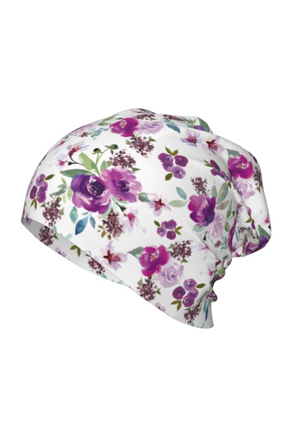 Rose Flowers Print Beanie Hat Toddler Girls Boys, Baby Hats Winter Warm Knitted Thermal, Kids Winter Caps
