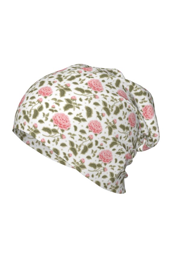 Rose Flowers Print Beanie Hat Toddler Girls Boys, Baby Hats Winter Warm Knitted Thermal, Kids Winter Caps