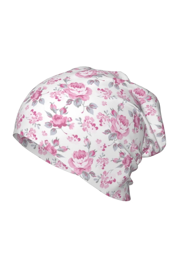 Rose Flowers Print Beanie Hat Toddler Girls Boys, Baby Hats Winter Warm Knitted Thermal, Kids Winter Caps