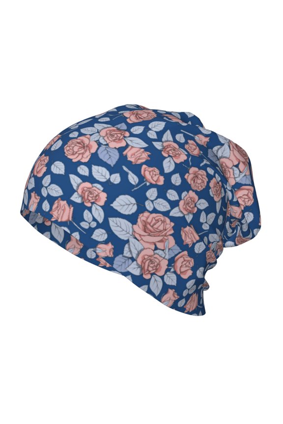 Rose Flowers Print Beanie Hat Toddler Girls Boys, Baby Hats Winter Warm Knitted Thermal, Kids Winter Caps