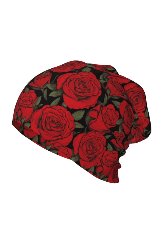 Rose Flowers Print Beanie Hat Toddler Girls Boys, Baby Hats Winter Warm Knitted Thermal, Kids Winter Caps