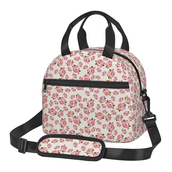 Xecao Rose Flowers Print Insulated Lunch Box, Lunch Cags Lunch Bag Featuring An Adjustable Shoulder Strap