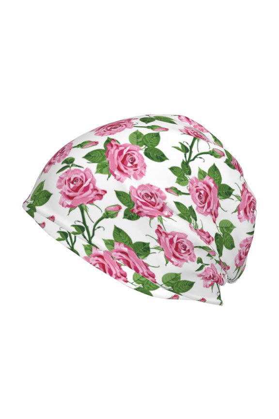 Rose Flowers Print Knit Hat,Winter Beanie for Men Women, Beanie Soft Warm Ski Stocking Cuffed Cap