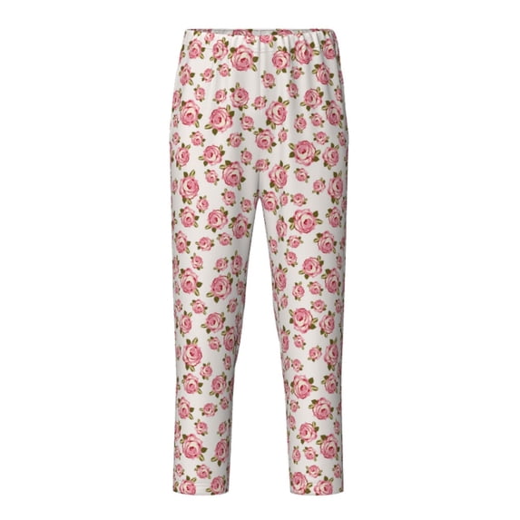 Xecao Rose Flowers Print Teenagers' Pajama Pants Long Sleep Pants Soft Elastic Waist Pajama Bottoms Elastic waist with 2 Pockets 5-16 Years-XS(5-6)