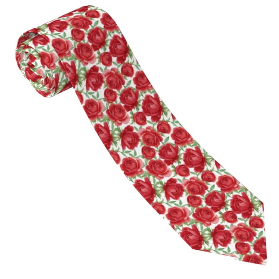 Xecao Rose Flowers Print Tie For Men Necktie Woven Jacquard Neck Ties,Classic Men's Tie