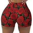 thumbnail image 1 of Xecao Rose Flowers Print Workout Shorts for Women Soft Smooth Gym Yoga Scrunch Active Tennis Workout Running Shorts, 1 of 9