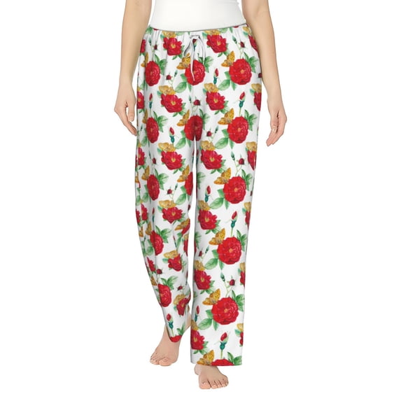 Xecao Rose Flowers Women's Straight Lounge Pajama Pants: The Epitome of Relaxed Sleepwear