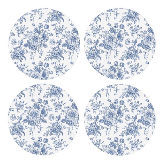 Xecao Rose Flowers for MDF Cork Coaster 4 Pcs,Drink Coasters,Suit for House Warming Gifts New Home ,Coffee Table Decor-Round Shape