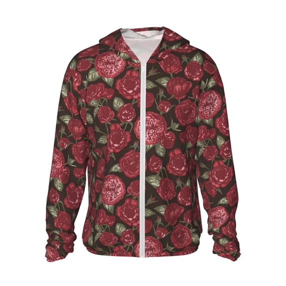 Xecao Rose Flowers for Sun Shirt-A lightweight, hoodie-style long-sleeve UV protection garment designed for other outdoor activities.