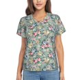 thumbnail image 1 of Xecao Rose Flowers for Women's V-Neck T-Shirts-Elegant Half-Sleeve Tops Perfect for Summer-3X-Large, 1 of 5