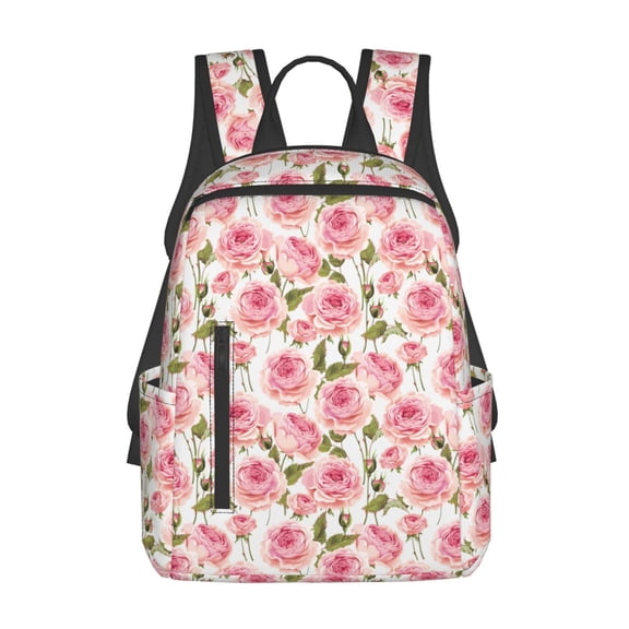 Xecao Rose Flowers print Backpack For women men Aesthetic Lightweight Travel Daypack Simple Cute Backpack For Bookbag