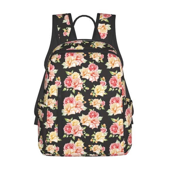 Xecao Rose Flowers print Backpack For women men Aesthetic Lightweight Travel Daypack Simple Cute Backpack For Bookbag