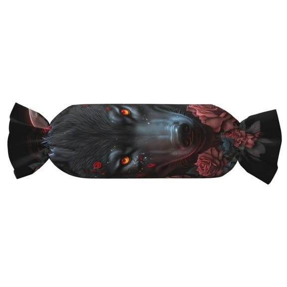 Xecao Rose Full Moon Black Wolf Print+Candy-Inspired Plush Pillow for Men Women Suitable for Beds, Sofas, Game Rooms Drawstring Closure