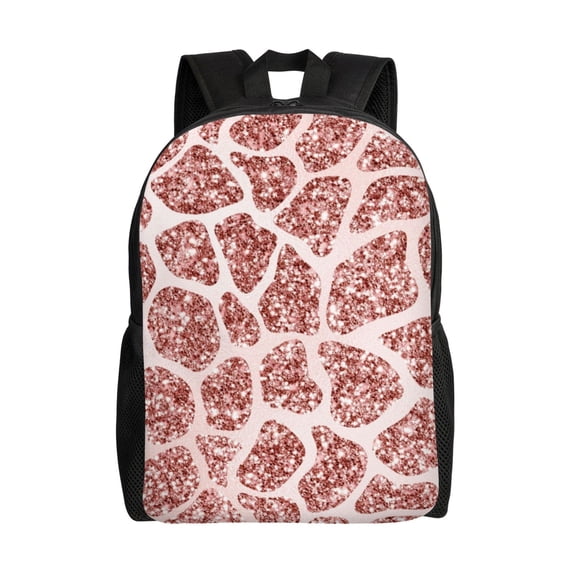 Xecao Rose Gold Abstract Spots Print School Backpack with Laptop Compartment Small Travel Laptop Backpack for Women Men Waterproof College Backpack Simple School Bag