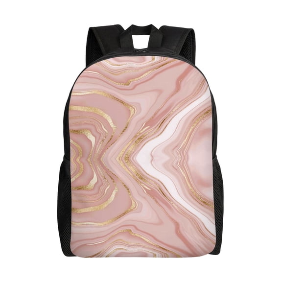 Xecao Rose Gold Glitter Splatter Print School Backpack with Laptop Compartment Small Travel Laptop Backpack for Women Men Waterproof College Backpack Simple School Bag