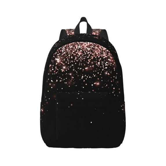 Xecao Rose Gold Glitter1 for Canvas College Laptop Backpack, Durable Rucksack Travel Notebook Bag School Backpack Book Bag for Men Women