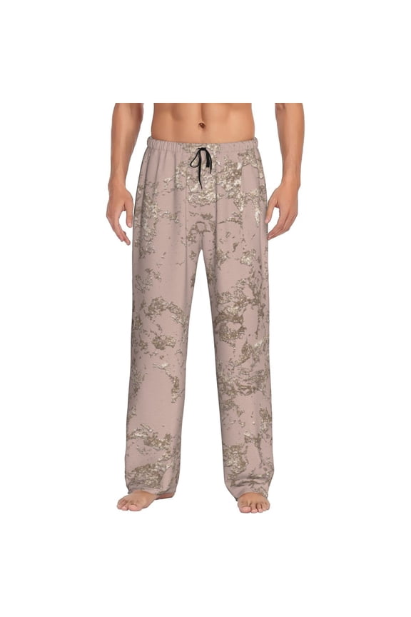 Rose Gold Marble Texture Print Men's Straight Lounge Pajama Pants - The Ultimate in Comfortable Sleepwear-Large