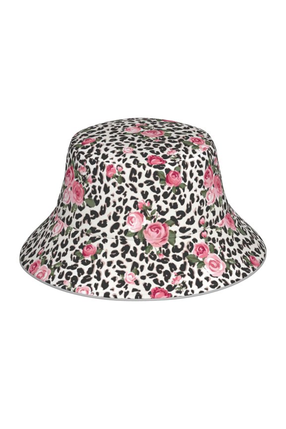 Rose Mix Leopard 3 Print Men and Women Night Reflective Hat Runner Cap Visor Bucket Hat Boonie Cap