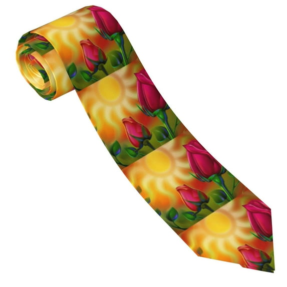 Xecao Rose Psychedelic Print Tie For Men Necktie Woven Jacquard Neck Ties,Classic Men's Tie
