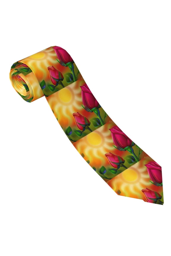 Rose Psychedelic Print Tie For Men Necktie Woven Jacquard Neck Ties,Classic Men's Tie