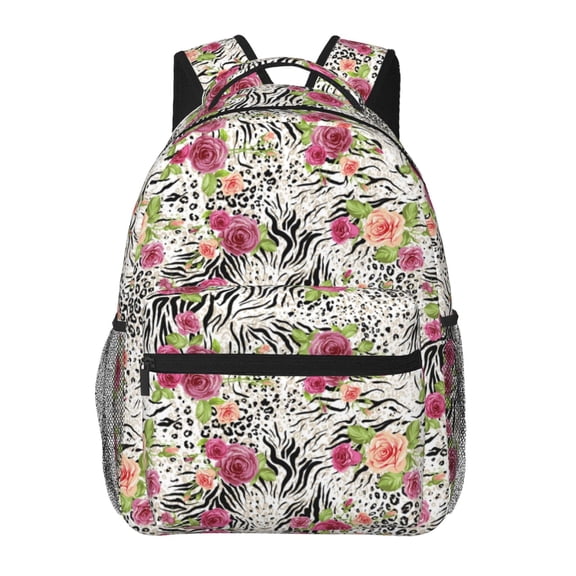 Xecao Roses Mixed Zebra Backpack, a stylish and functional choice for both men and women, is the perfect basic bookbag for college, work, or travel