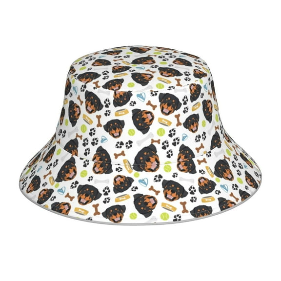 Xecao Rottweiler Print Men and Women Night Reflective Hat Runner Cap Visor Bucket Hat Boonie Cap