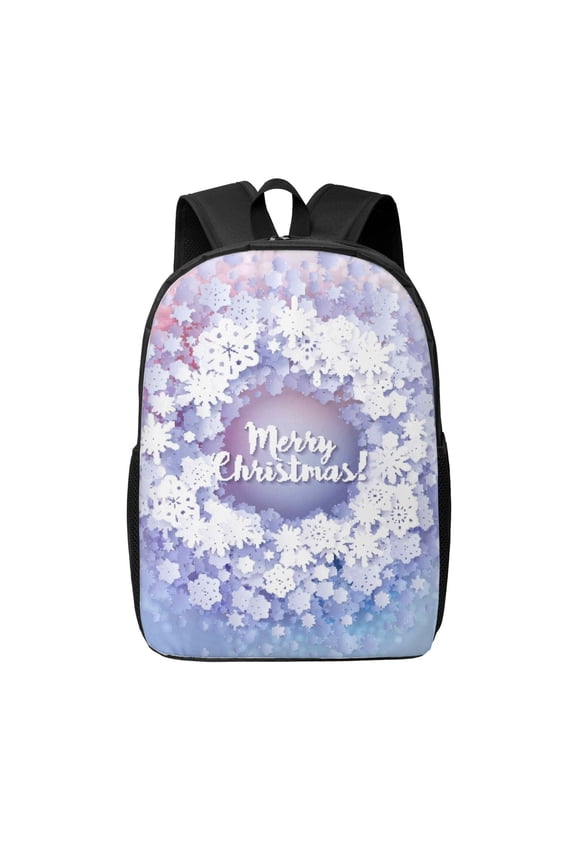 Round Snow Merry Christmas print Travel Backpack, Large Computer Backpack for Men Women, College School Rucksack Book Bag