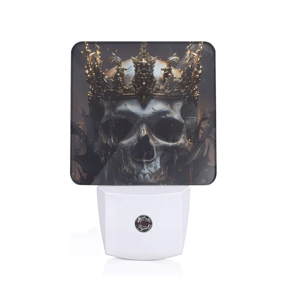 Xecao Royal Skull With Golden Crown for Night Light - a Wall-mounted LED Fixture with A Dusk-to-dawn Sensor, Ideal for Bedrooms, Bathrooms, Hallways, and Kitchens-EU
