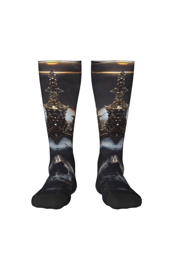 Royal Skull With Golden Crown Print Compression Socks for Both Men And Women for Running, Travel, Flight, Nurse